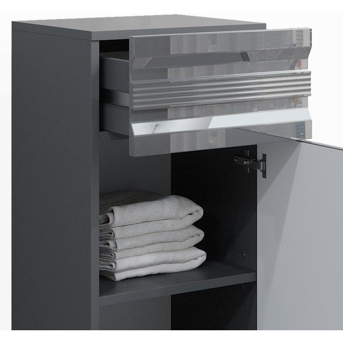 Пенал для ванної Vicco Freddy, антрацит глянець, 36x79 см