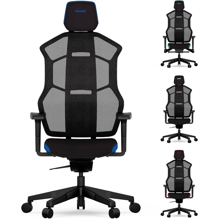 Ігрове крісло RECARO AER Essential, ергономічне, преміум-піна, регульоване, до 150 кг, синє, для офісу та геймінгу