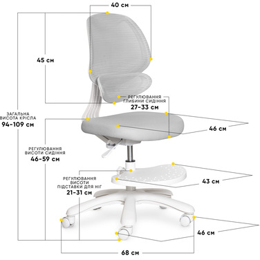Дитяче крісло Evo-Kids Sirius Air Grey (арт.Y-605 G)