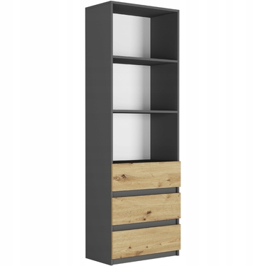 Стелаж Framire 60 см x 180 см x 30 см, антрацит, дуб артизан