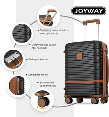 Набір дорожніх валіз Joyway 6 предметів, жорсткий корпус, з косметичкою, 4 колесами та TSA-замком, білий колір