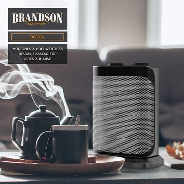 Керамічний обігрівач Brandson для ванної, енергозберігаючий, безшумний, з терморегулятором і термозахистом, 2 режими потужності