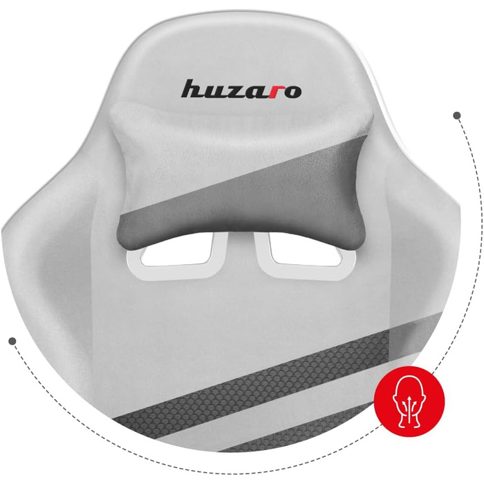 Ігрове крісло Huzaro Force 4.4 White Mesh, ергономічне, з підголівником і поперековою подушкою, до 130 кг, регулювання висоти, гойдалка, тканина, біле