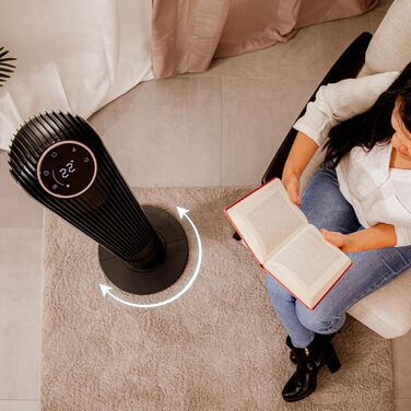 Вентилятор вежа Cecotec EnergySilence 9090 Skyline Ionic 119 см, 45 Вт, Іонізатор, LED Touch, Пульт, 3 режими, Таймер 12 год, Обертання 70°, Чорний