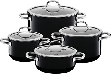 Набір каструль Silit Passion Black 4 шт, індукційні, з кришками, силарган, без нікелю, чорний