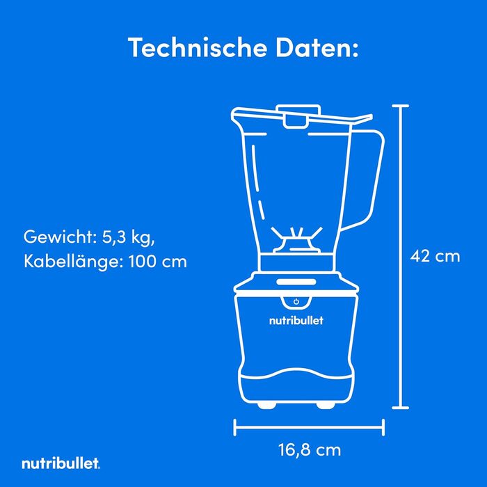 Стаціонарний блендер Nutribullet SmartSense Mixer Combo NBF550DG, 1500Вт, чаша 1.9л та стакани 700/900мл, 5 швидкостей, пульсаційний режим, чорний