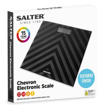 Цифрова вага для ванної Salter SA00287, скло, 180 кг, чорний Chevron, LCD-дисплей, батарейки, миттєве вимірювання