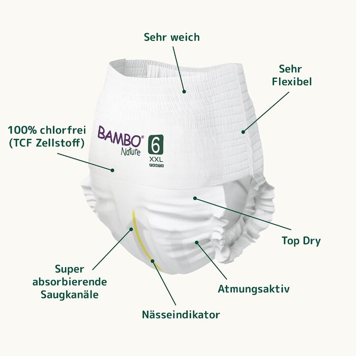 Тренувальні трусики Bambo Nature Premium для привчання до горщика, розмір 6 (15+ кг), XXL, 90 шт, екологічні та гіпоалергенні