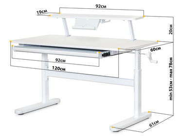 Дитячий стіл Evo-Kids TH-215 з полицею S50 XL White (арт.TH-215 W + BD-S50 XL)