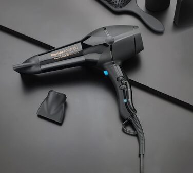 Фен для волосся Diva Styling Rapida 4000 Pro, 4 температурні та 2 швидкісні режими, Cool-Shot, надійний AC-мотор, чорний онікс