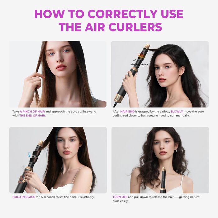 UMIGA Hairstyler 5-в-1: Фен-щітка, стайлер для волосся, випрямляч, плойка, насадки для укладки. Чорний колір