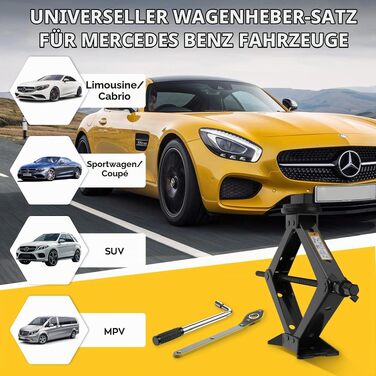 Універсальний гвинтовий домкрат-ромб IMAYCC на 2.5т для BMW (Серії 1, 3, 5, 6, 7, Z, X) з гумовими накладками та торцевим ключем, чорний