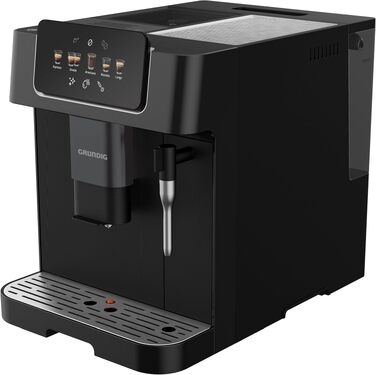 Кавомашина автоматична Grundig KVA 6230, 19 бар, сталева кавомолка (13 ступенів), капучинатор, підігрів чашок, чорний/сріблястий