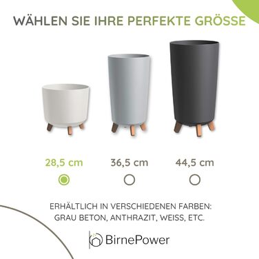 Плантатор BirnePower Gracia Slim 44,5 см – Сучасний горщик для квітів з ніжками, бетонна текстура, стійкий до УФ та погодних умов, елегантний кашпо для балкона, саду, інтер'єру – Антрацит (28,5 см)