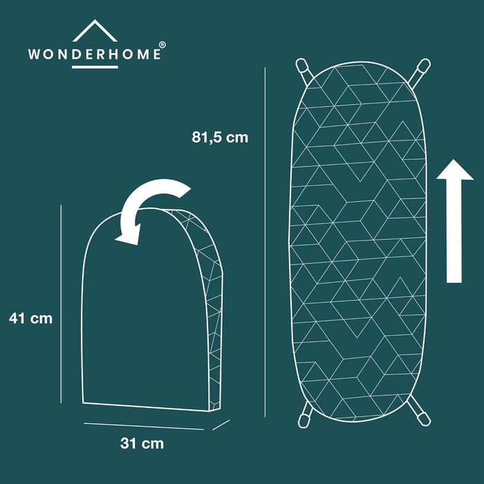 Складна прасувальна дошка WONDERHOME з патентом, з відкидними ніжками, сіра та блакитна, компактна для дому