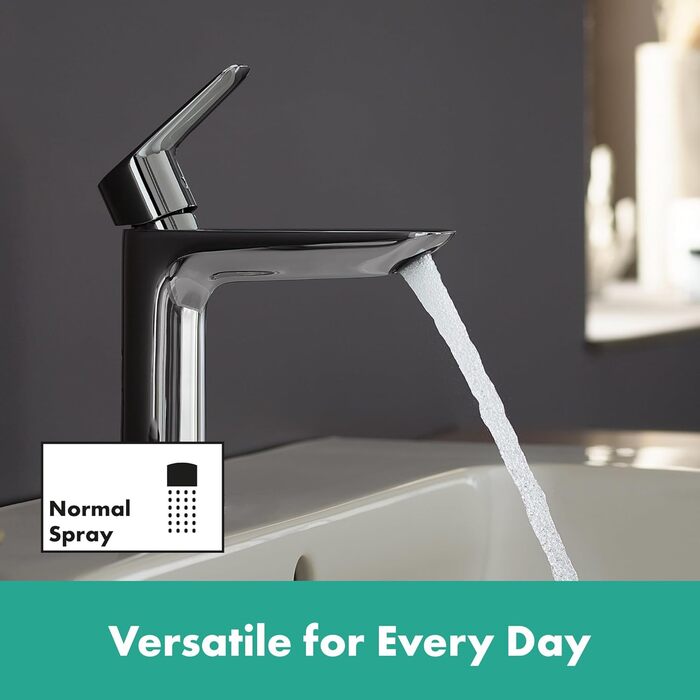Змішувач для ванної кімнати Hansgrohe Logis Fine з Push-Open, вилив висотою 110 мм, EcoSmart, хром