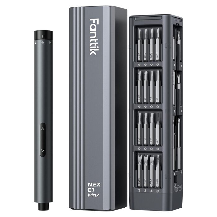 Набір викруток Fanttik E1 Max Mini 50-в-1 з магнітним прецизійним наконечником, 2 режими крутного моменту, для ремонту iPhone, ноутбуків, окулярів, годинників (сірий)