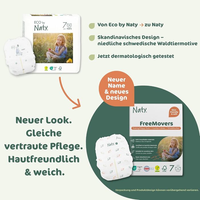 Підгузки-трусики Naty FreeMovers, розмір 5 (12–18 кг), 80 шт