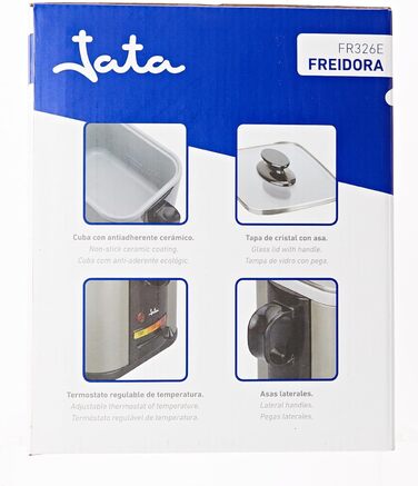 Фритюрниця Jata FR326E, 1000 Вт, 1.3 л, чорна/срібляста