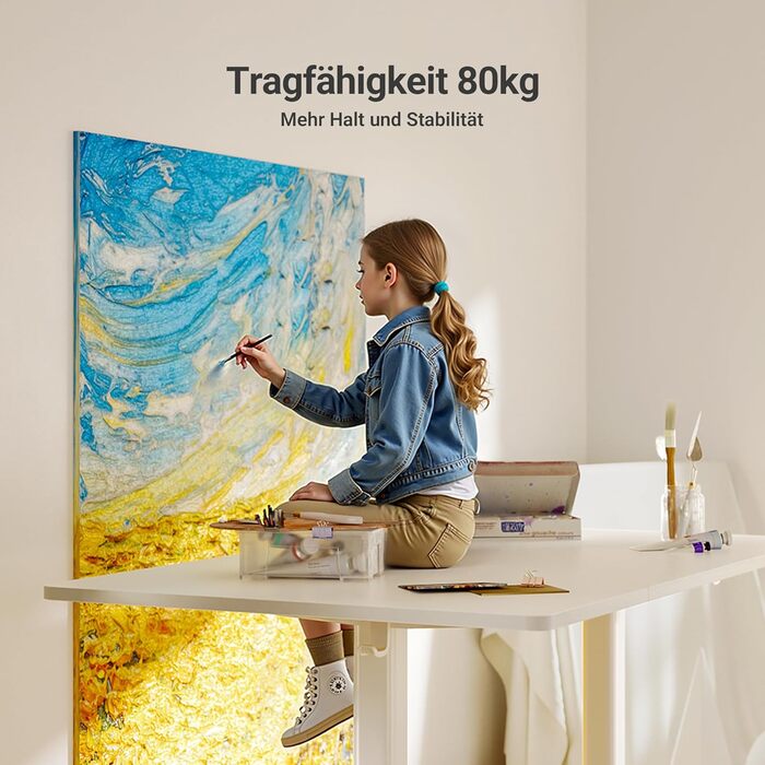 Регульований стіл Claiks 160x80 см (FSC®), 80 кг, 3 пам'яті, для дому/офісу, білий