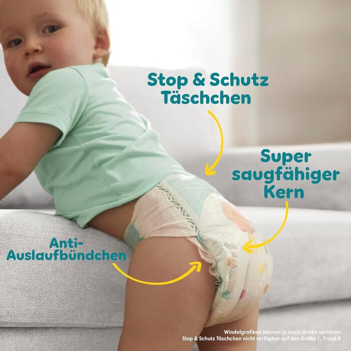 Підгузки Pampers Baby-Dry розмір 4 (9-14 кг), 204 шт, захист від протікань та комфорт на ніч