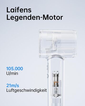 Фен для волосся Laifen SE, 105 000 об/хв, швидкість повітря 21 м/с, 200 млн іонів, синій