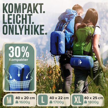ONLYHIKE® Спальний мішок для кемпінгу 300GSM, теплий, легкий, 1700 г, весна/осінь/зима, комфорт від -5°C до 10°C, розміри M-XL, для подорожей та активного відпочинку