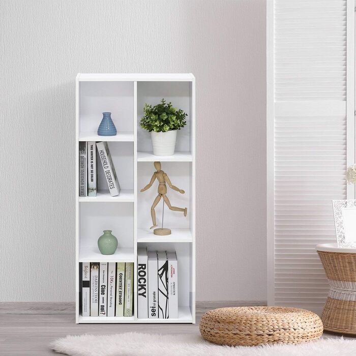 Стелаж Furinno Luder, 7 секцій, двосторонній, білий, відкритий