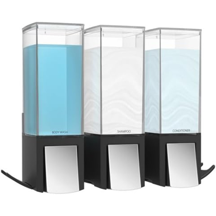 Диспенсер для мила BETEC CLEVER, чорний, 3 секції
