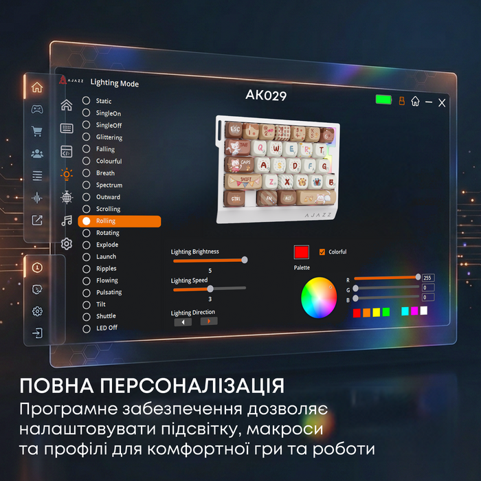 Дротова магнітна клавіатура Ajazz AK029 Meow Magnetic Switch (AK029-M-Y)