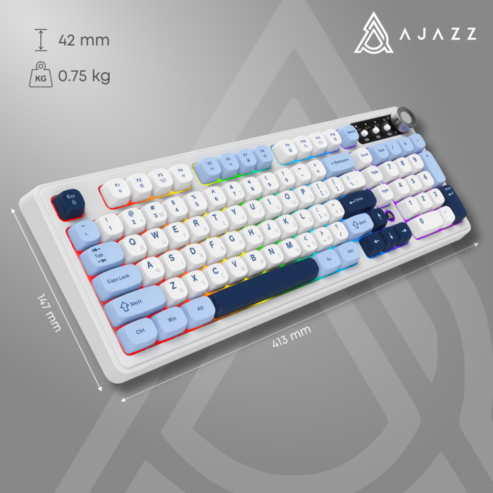 Бездротова клавіатура Ajazz AF98 PLUS Glacier Blue (AF98-PLUS-GB)