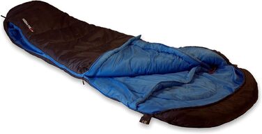 Спальний мішок High Peak TR 300, екстра широкий, 3-4 сезони, температура до 0°C, теплий, дихаючий, водостійкий, для кемпінгу, фестивалів, трекінгу, антрацит/синій, з мішком для пакування, з'єднуваний, RV L
