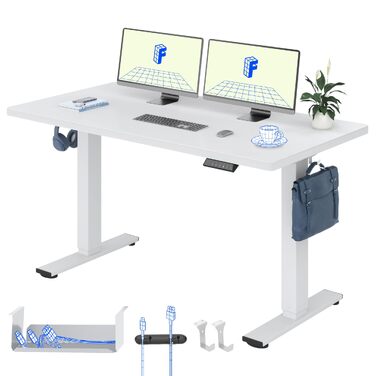 Регульований по висоті письмовий стіл FlexiSpot Basic, 160x80 см, білий (стільниця та каркас)