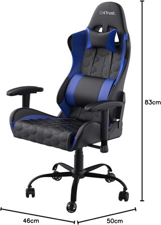 Ігрове крісло Trust Gaming GXT 708B Resto, 360° обертання, офісне, знімні подушки, регульована висота, для комп'ютера, синє