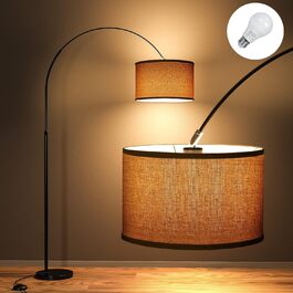 Декоративна торшер-аркова лампа Modlicht JASMIN, LED E27 9W, 3000K, тканинний абажур Ø33 см, лляний бежевий, 165-180 см, для вітальні, спальні, офісу, готелю