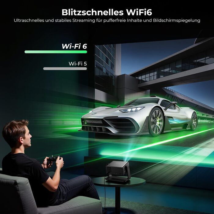 Проектор Beamer 4K 1080P, 28000 Люмен, Wi-Fi 6, Bluetooth, Автофокус, 4D Keystone, Netflix, для Дому/На Відкритому Повітрі, Чорний