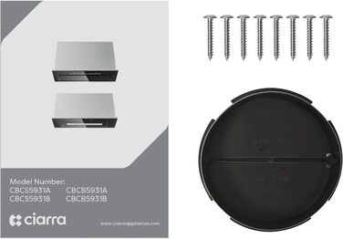 Вбудована витяжка CIARRA CBCB6926A A+++, 60 см, чорна нержавіюча сталь, продуктивність 704 м³/год, рівень шуму 60 дБ, LED-підсвітка, режим відведення та рециркуляції