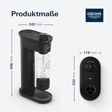 Сифон для газування води GROHE Blue Fizz Starter Set, 3 рівні газування, пляшка 0.85л, чорний (31943K00)