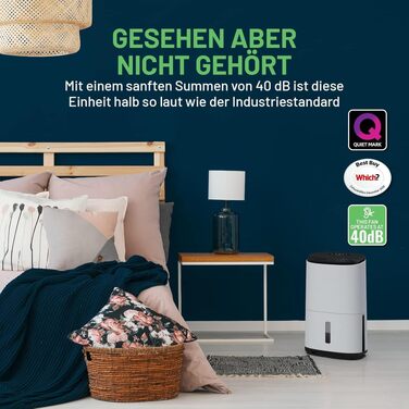 Meaco Arete® Two 25L: Повітряний осушувач та очищувач з HEPA-фільтром H13, Wi-Fi, інтелектуальні режими (сушка білизни, енергозбереження, тихий режим), 5 років гарантії