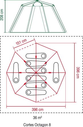Намет Coleman Octagon з великими вікнами, 360° оглядом, сталевим каркасом, інтегрованою підлогою, водонепроникний, помаранчевий