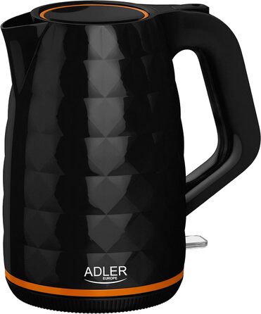 Електричний чайник ADLER 1,7 л, 2200 Вт, чорний, антикальцієвий фільтр, пластиковий корпус
