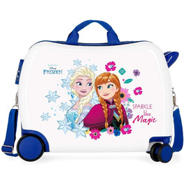 Дитяча валіза Disney Frozen «Sparkle Like Magic» 50x38x20 см, жорсткий ABS, комбінаційний замок, 4 колеса, ручна поклажа, синя/різнокольорова