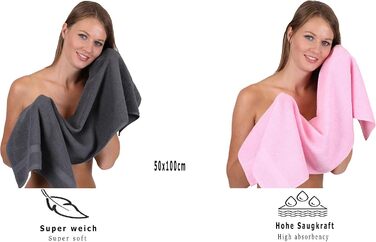 Набір рушників Betz Palermo 6 шт: 2 банних 70x140 см, 4 для рук 50x100 см, сауна, антрацит-рожевий