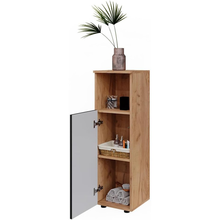 Середній шафа Vicco Irma, дуб золотий/антрацит, 30x95 см, шафа для ванної кімнати з полицями, антрацит з точками