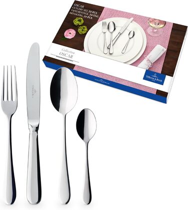 Villeroy & Boch Oscar набір столових приборів 24 предмети з нержавіючої сталі, для 6 осіб, придатний для посудомийки
