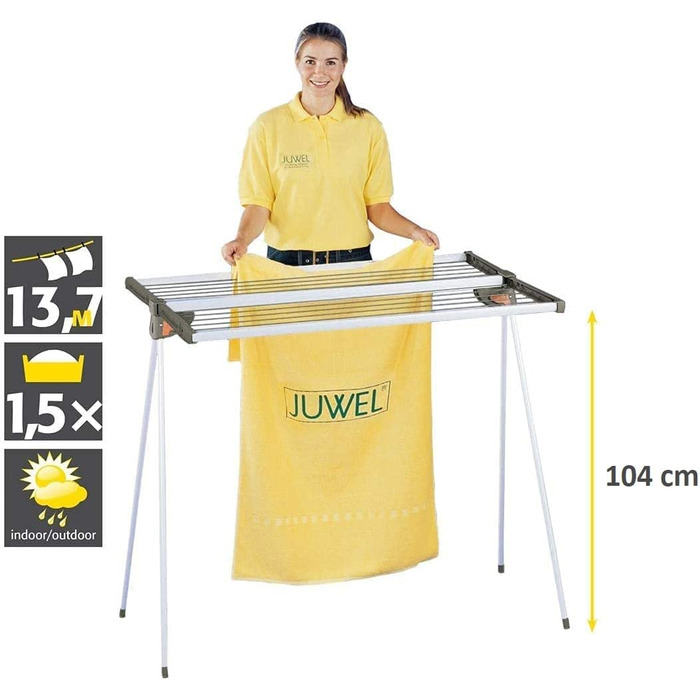 Сушарка для білизни Juwel Twist 140, 13,7 м, переносна з настінним кріпленням, для великої білизни, ідеальна для кемпінгу
