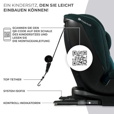 Дитяче автокрісло Kinderkraft XPEDITION2 I-Size 0-36 кг, обертальне 360°, з Isofix, регульована спинка та підголівник, для дітей 40-150 см, синє