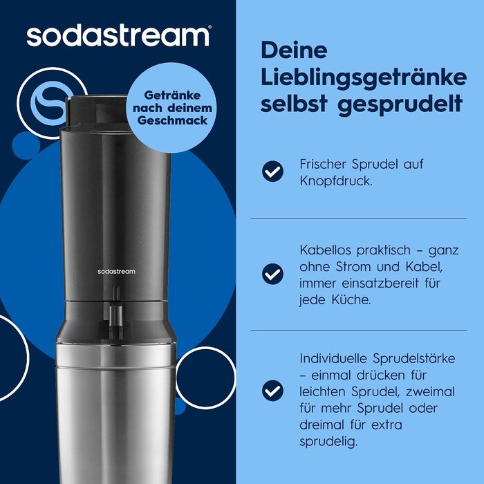 Сифон для газування води SodaStream CRYSTAL 3.0, 2 скляні карафани по 0,7л та балон CO2 з системою Quick Connect