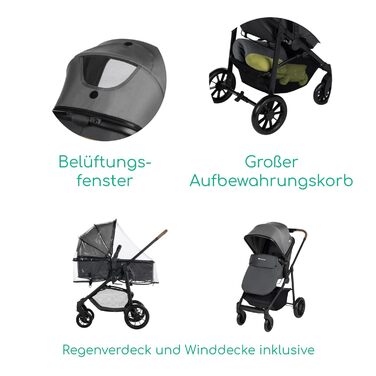 Дитяча коляска Bebeconfort Haze Trio 3-в-1, 0-4 роки, до 22 кг, i-Size, компактна, Tinted Stone
