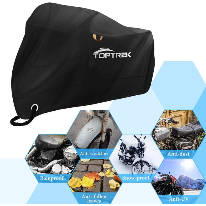 Водонепроникний чохол для мотоцикла XXL Toptrek, зимовий, з отвором для замка, для Harley-Davidson, Honda, Suzuki, Kawasaki, 245x105x125 см
